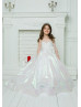 Long Sleeves Organza Formal Flower Girl Dress